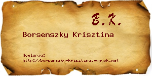 Borsenszky Krisztina névjegykártya